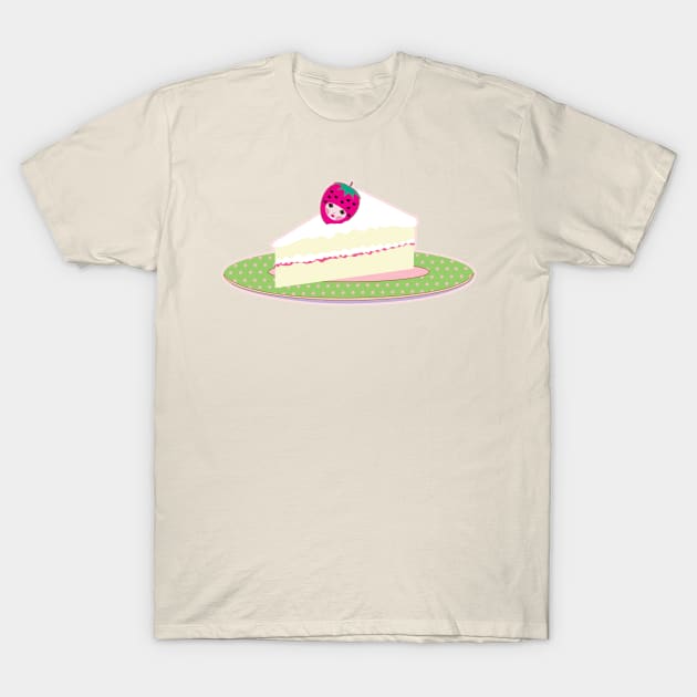 Strawberry Cake Girl T-Shirt by Essenceofcuteness